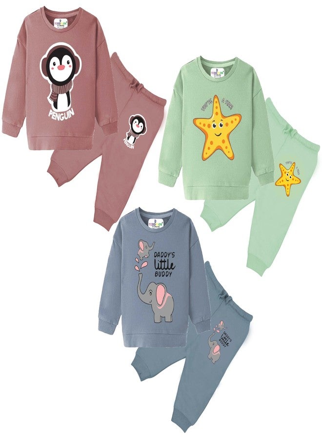 Toddylon Kids Clothing Sets Baby Boy & Girls Regular Fit Cotton Wear T-Shirts and Pyjamas Set | Sweatshirt & Pant | Pullover & Jogger | Track Suit (Pack of 3, 2-3 Years) - Image 2