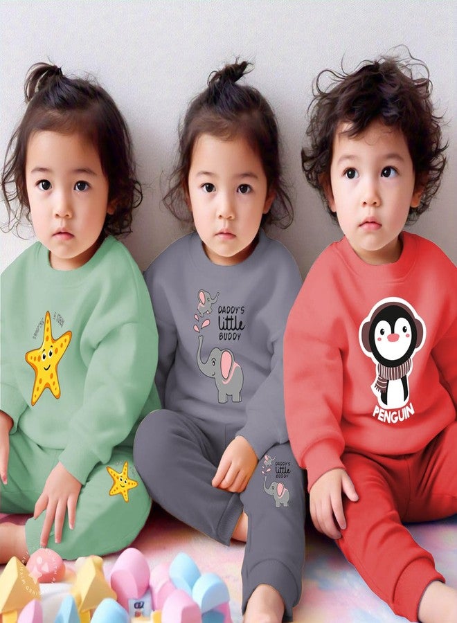 Toddylon Kids Clothing Sets Baby Boy & Girls Regular Fit Cotton Wear T-Shirts and Pyjamas Set | Sweatshirt & Pant | Pullover & Jogger | Track Suit (Pack of 3, 2-3 Years) - Image 3