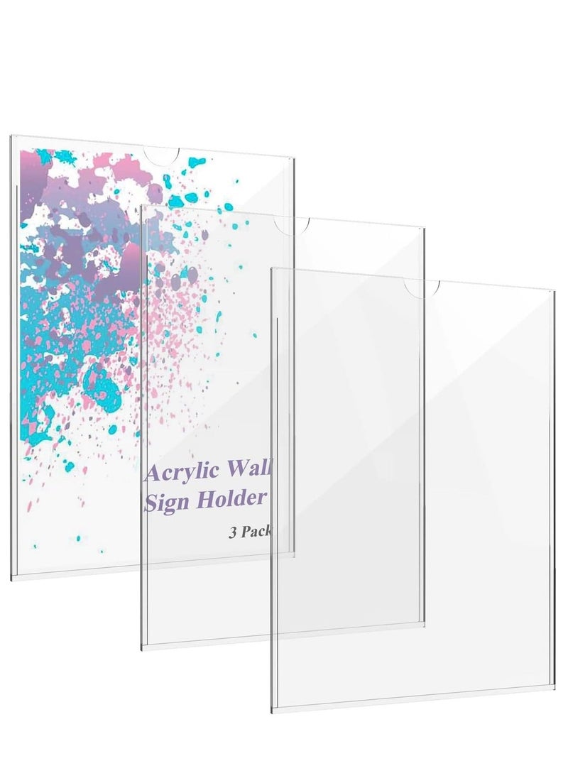 Generic Acrylic Sign Holder 210 x 297mm Wall Mount, A4 Display with Adhesive Tape Mount Clear Photo Frames Paper Document for Home, Office, Store, Restaurant(3 Pack)  - Image 1