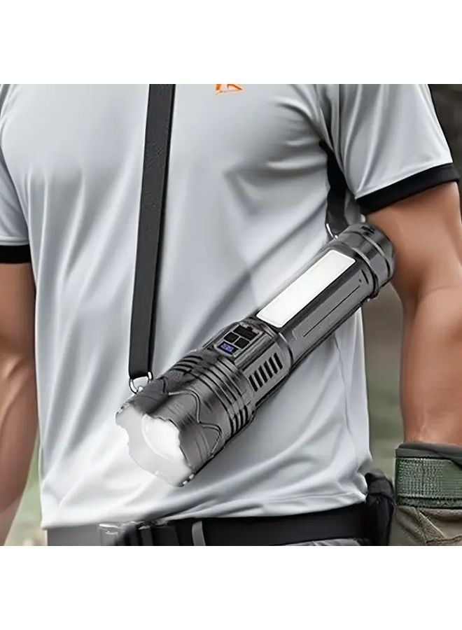 Portable Multi Mode Outdoor LED Flashlight High Power Side Light Type C Charging Black - Image 2