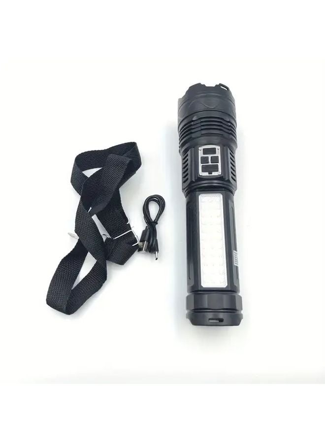 Portable Multi Mode Outdoor LED Flashlight High Power Side Light Type C Charging Black - Image 1
