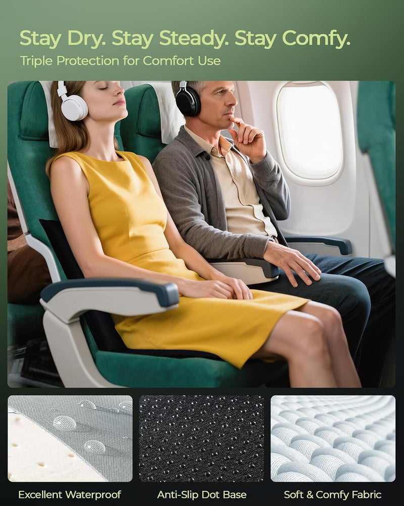 2-in-1 Inflatable Seat Cushion, Self-Inflating Airplane Seat Cushion for Long Flights, High Density Foam Foldable Travel Cushion for Airplane, Camping, Bleacher - Image 4