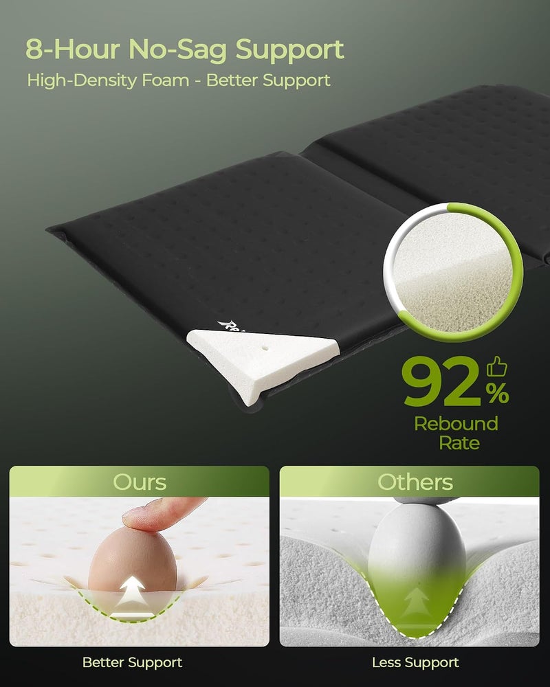 2-in-1 Inflatable Seat Cushion, Self-Inflating Airplane Seat Cushion for Long Flights, High Density Foam Foldable Travel Cushion for Airplane, Camping, Bleacher - Image 2