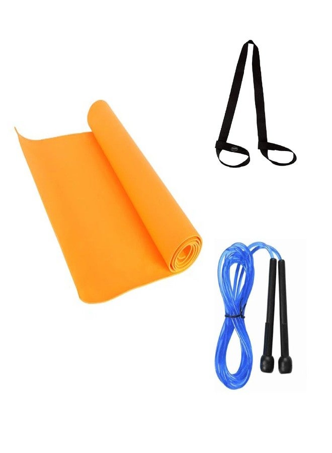 Gmefvr Yoga Mat 4 mm + Skipping Rope + Hanging Strap Multi color - Image 1
