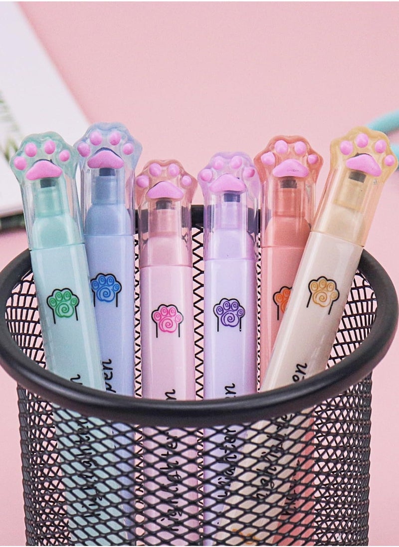 Highlighters Aesthetic Pastel Cute Highlighter Kawaii Assorted Pastel Colors Multicolor Marker Pen Cat Claw Animals Cartoon Colored Aesthetic Highlighter for Writing Graffiti School Supplies 6Pcs - Image 4
