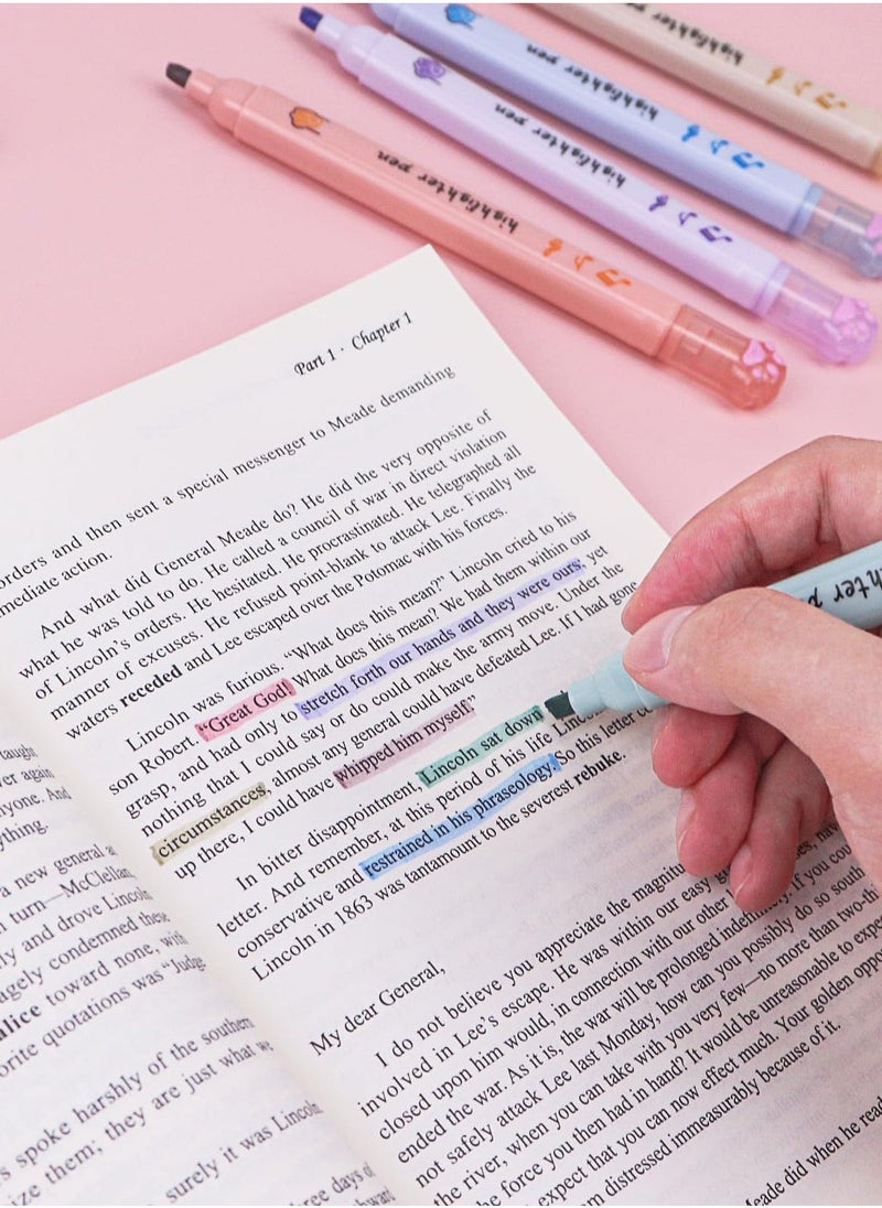 Highlighters Aesthetic Pastel Cute Highlighter Kawaii Assorted Pastel Colors Multicolor Marker Pen Cat Claw Animals Cartoon Colored Aesthetic Highlighter for Writing Graffiti School Supplies 6Pcs - Image 5