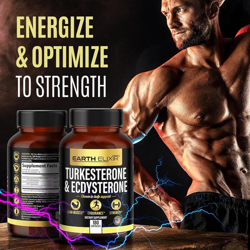 Earth Elixir Turkesterone  Ecdysterone  High Potency Turkesterone Supplement for Men  Women with 95 Beta Ecdysterone  Hydroxypropyl Beta Cyclodextrin  180 Capsules 45Day Supply - Image 5