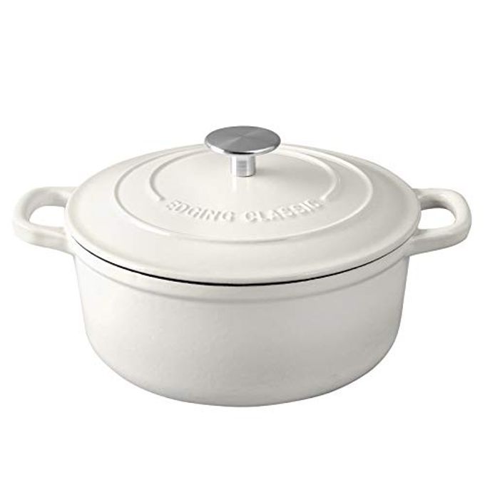 DUTCH OVENS ENAMELED CAST IRON COVERED 55 QUART DUTCH OVEN WITH DUAL HANDLE FOR BREAD BAKING WHITE