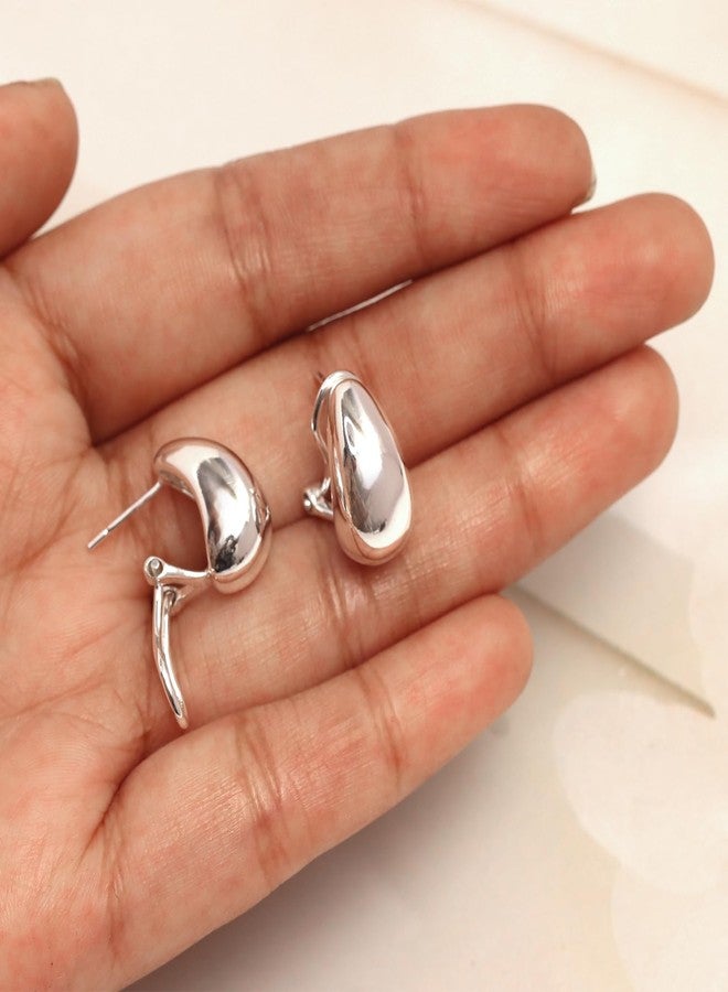 LeCalla 925 Sterling Silver Omega Back Earrings Omega-Clip Back Pierce Earrings Dome Clip On Large Omega Stud Earrings for Women - 16mm - Image 3