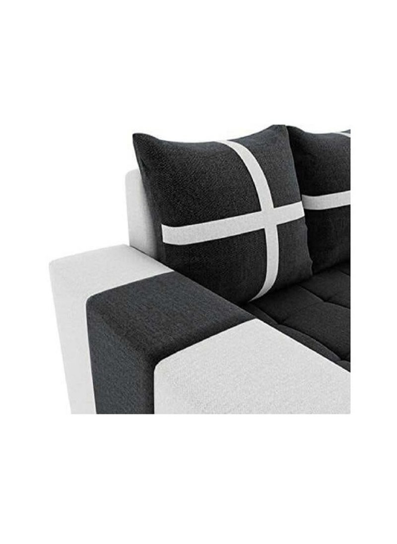 Ripple FURNITURE Simple Leisure Fashion Fabric Combination Living Room Sofa Set L Shape Black 4 Seaters 95X30X28  - Image 4