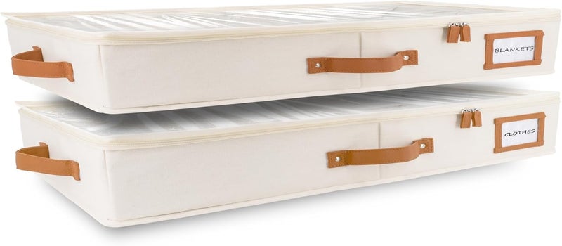 Low Profile Under Bed Storage Containers - 2 Pack, Ivory - Image 1