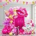 kozee Hot Pink and gold Balloon garland arch kit 140Pcs Hot magenta pink with Chrome Gold Balloons Lip Starburst Roller mylar balloons for girls Birthday party Mothers Day decorations - Image 3