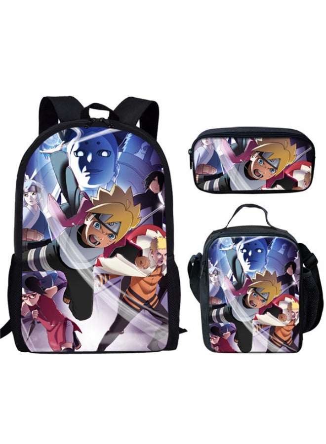 ناروتو على ظهره مقلمة حقيبة ثلاثة قطعة دعوى الرجال والنساء الترفيه الرياضة حقيبة السفر طالب حقيبة المدرسة - Image 1