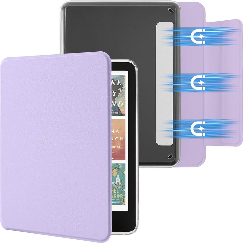 SESENSE Detachable Magnetic Case for 7'' Kindle Paperwhite 12th Gen 2024 and Kindle Colorsoft Signature Edition, Slim PU Shell Cover Case with Auto Wake/Sleep, Light Purple - Image 1