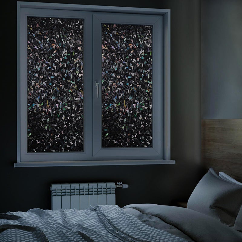 LEMON CLOUD Total Blackout Window Privacy Film Static Cling, Decorative Frosted Window Covering 100% Opaque Film Tint Darkening Removable Film for High Privacyï¼ˆBlackout Half Moon 17.5 x 78.7inchesï¼‰ - Image 2