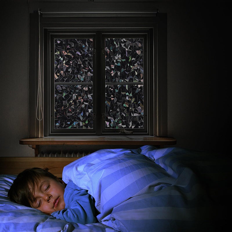 LEMON CLOUD Total Blackout Window Privacy Film Static Cling, Decorative Frosted Window Covering 100% Opaque Film Tint Darkening Removable Film for High Privacyï¼ˆBlackout Half Moon 17.5 x 78.7inchesï¼‰ - Image 4