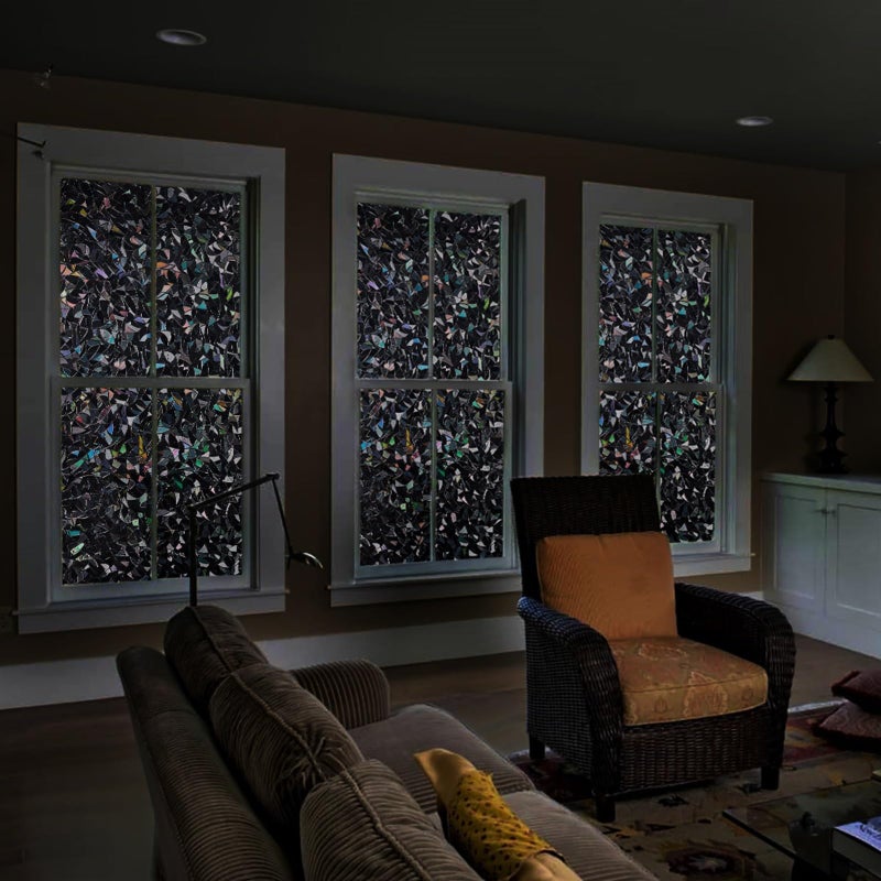 LEMON CLOUD Total Blackout Window Privacy Film Static Cling, Decorative Frosted Window Covering 100% Opaque Film Tint Darkening Removable Film for High Privacyï¼ˆBlackout Half Moon 17.5 x 78.7inchesï¼‰ - Image 3