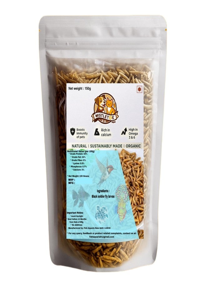 Mistletoe® Dried Black Soldier Fly Larvae - Premium Aquarium Fish Food (150gm) for Arowana, Flowerhorn, Red Parrot & Large Ornamental Fish, Turtle | Natural, Nutrient-Rich and Color-Enhancing Formula - Image 4