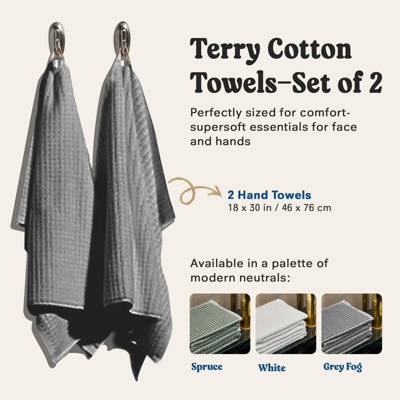 ONSEN Cotton Hand Towel â€” Sculpted Terry Texture, Quick-Dry, Low-Lint, Plush & Lightweight (Grey Fog, 2X Hand Towel) - Image 4