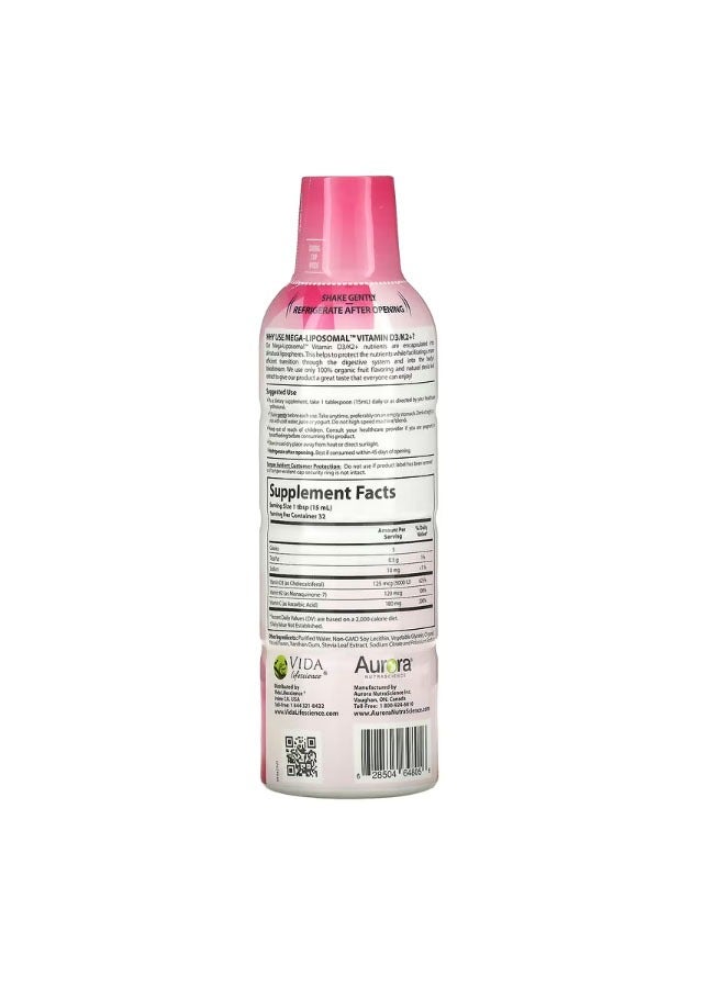 Aurora Nutrascience MegaLiposomal Vitamin D3 K2+ Organic Fruit 16 fl oz 480 ml - Image 2