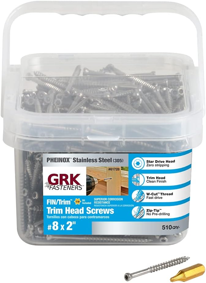 61728#8 x 2 FIN/Trim™ 305 Stainless Steel Finish Screws 510 Count