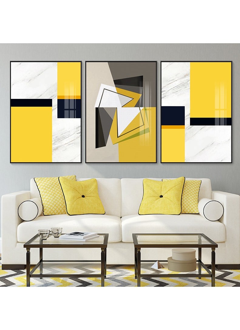 FASHION HOME 3PCS Wall Art Bright Style Minimalist Decor Modern Abstract Canvas Prints Poster Picture Framed Paintings Decorations  - Image 2