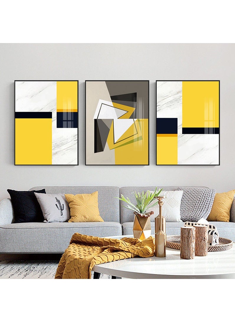 FASHION HOME 3PCS Wall Art Bright Style Minimalist Decor Modern Abstract Canvas Prints Poster Picture Framed Paintings Decorations  - Image 3
