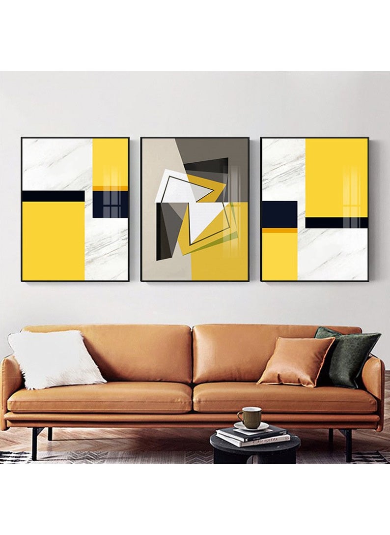 FASHION HOME 3PCS Wall Art Bright Style Minimalist Decor Modern Abstract Canvas Prints Poster Picture Framed Paintings Decorations  - Image 5