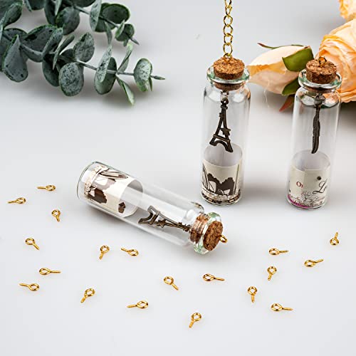 AJulyBee 500PCS 4 x 8mm Small Screw Eye Pins for Jewelry Making, Mini Eyelets Threaded Clasps Hooks for Art DIY, Metal Hoop Peg/Bracelet Connectors (Golden) - Image 5