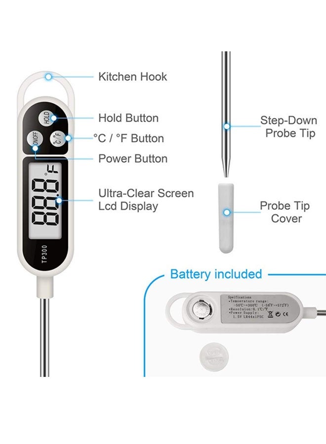 مقياس حرارة رقمي فوري القراءة للحوم، مناسب للطبخ والطهي في المطبخ، لقياس حرارة الطعام والحلويات، ومناسب للزيت والقلي العميق والشواء والتدخين. - Image 2