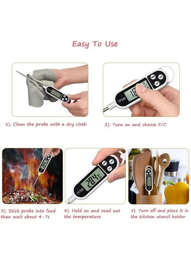 مقياس حرارة رقمي فوري القراءة للحوم، مناسب للطبخ والطهي في المطبخ، لقياس حرارة الطعام والحلويات، ومناسب للزيت والقلي العميق والشواء والتدخين. - Image 5