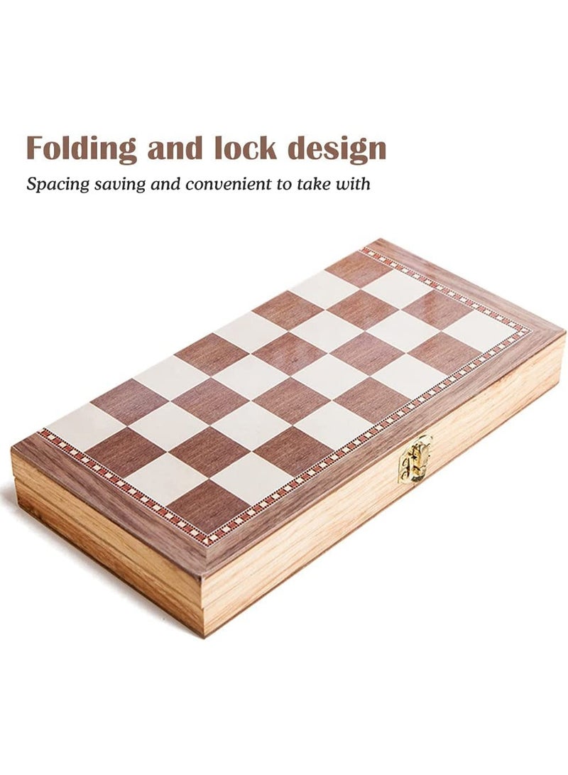 15" x 15" Wooden Folding Chess Set with Storage Case and Solid Wood Pieces - Image 5