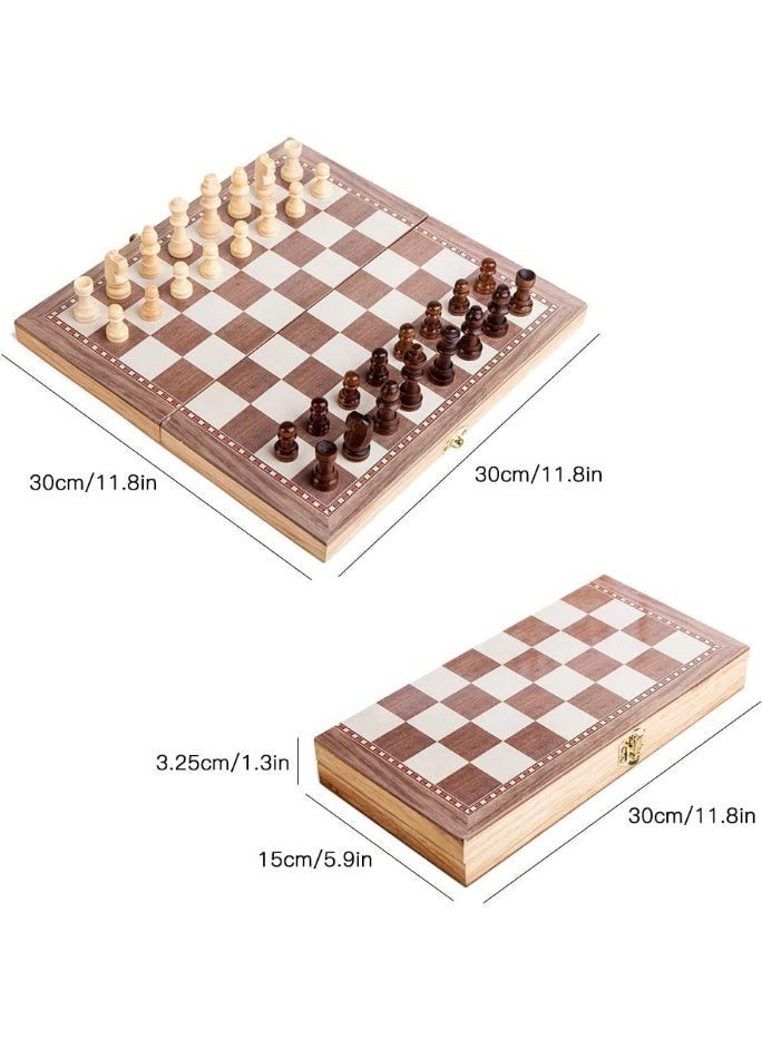 15" x 15" Wooden Folding Chess Set with Storage Case and Solid Wood Pieces - Image 4