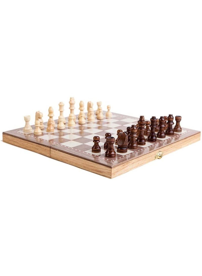 15" x 15" Wooden Folding Chess Set with Storage Case and Solid Wood Pieces - Image 3