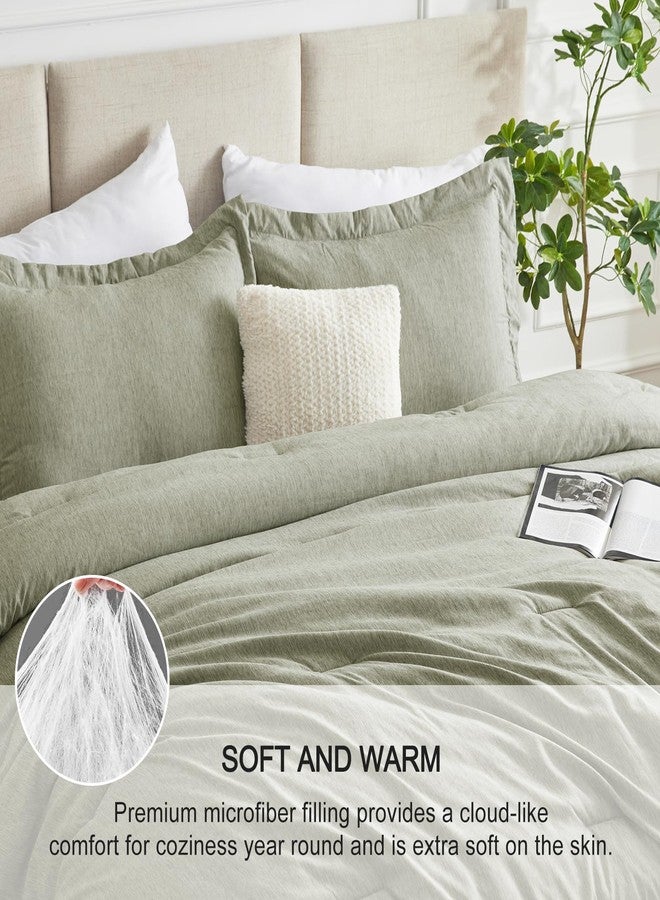 CozyLux طقم لحاف كينج سايز كوزي لوكس - 3 قطع باللون الأخضر الزيتوني، لحاف فاخر ناعم بتلوين كاتونيك لجميع الفصول، مجموعات سرير خفيفة الوزن وقابلة للتنفس مع 1 لحاف و2 غطاء وسادة - Image 3