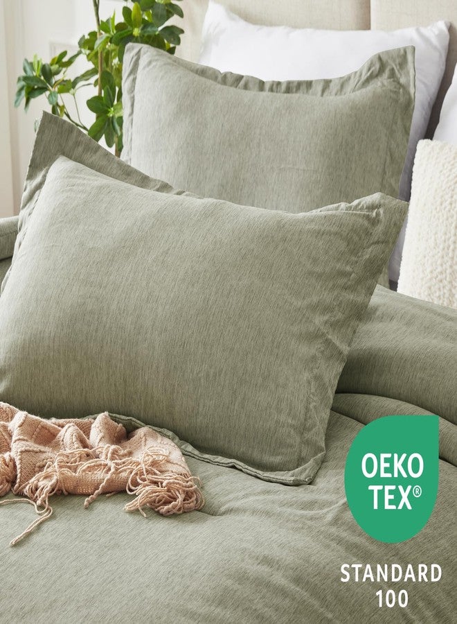 CozyLux طقم لحاف كينج سايز كوزي لوكس - 3 قطع باللون الأخضر الزيتوني، لحاف فاخر ناعم بتلوين كاتونيك لجميع الفصول، مجموعات سرير خفيفة الوزن وقابلة للتنفس مع 1 لحاف و2 غطاء وسادة - Image 5