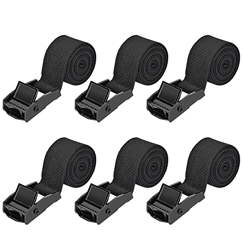 Kshineni Tie Down Straps 6 Pcs Lashing Strap 3.3' x 1" Adjustable Heavy Duty Cam Buckle Cinch Straps for Cargo, Trucks, Luggage, Trailer, Motorcycle (Black) - Image 1