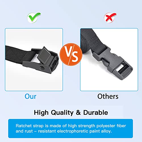 Kshineni Tie Down Straps 6 Pcs Lashing Strap 3.3' x 1" Adjustable Heavy Duty Cam Buckle Cinch Straps for Cargo, Trucks, Luggage, Trailer, Motorcycle (Black) - Image 4