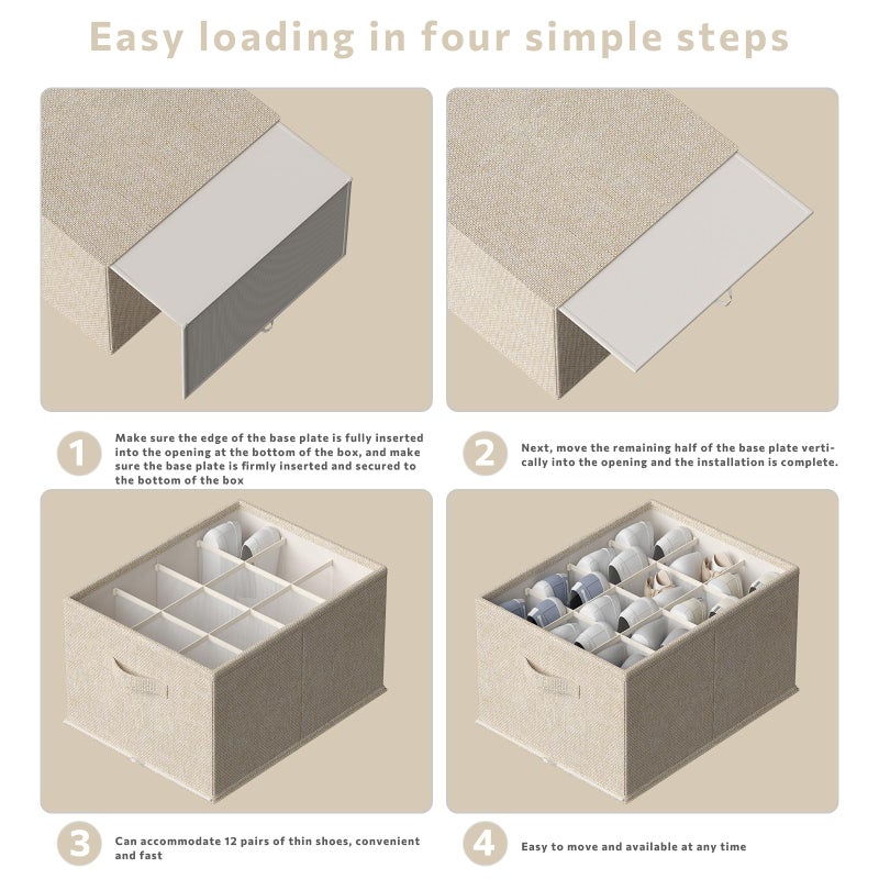 FHSQX 2 Pack Shoe Organizer for Closet,Foldable Shoe Organizer,Fits up to 24 Pairs,Storage Containers With Bottom Support for Shoes - Image 5