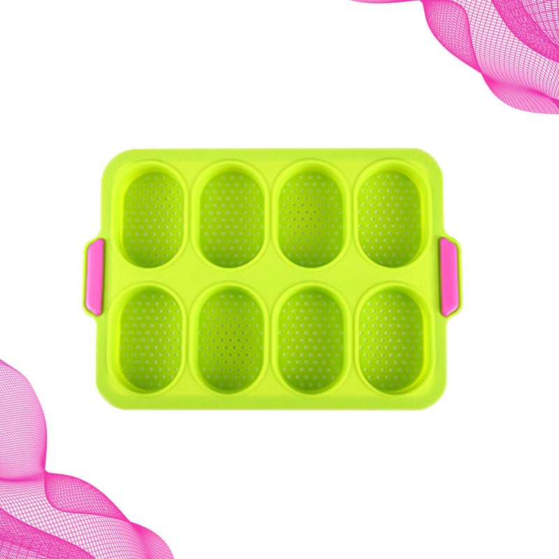 2PCS Silicone French Roll Mold Silicone Small Bread Baking Mold Food-grade Silicone Molds Non-stick Silicone Baking Mold Household Kitchen Bread Mold for Home Dining Room Use Cyan - Image 2