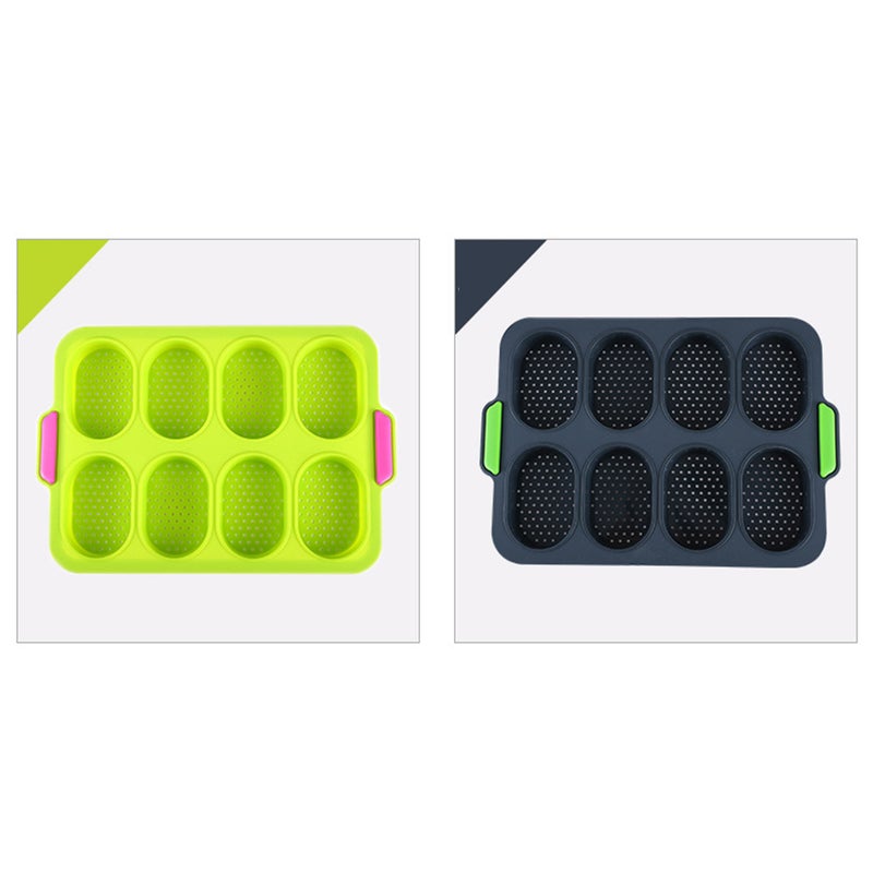 2PCS Silicone French Roll Mold Silicone Small Bread Baking Mold Food-grade Silicone Molds Non-stick Silicone Baking Mold Household Kitchen Bread Mold for Home Dining Room Use Cyan - Image 4