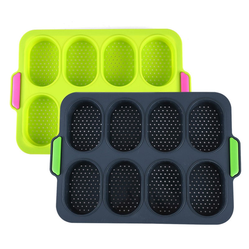 2PCS Silicone French Roll Mold Silicone Small Bread Baking Mold Food-grade Silicone Molds Non-stick Silicone Baking Mold Household Kitchen Bread Mold for Home Dining Room Use Cyan - Image 5