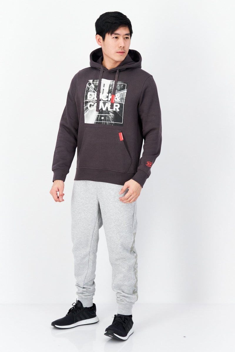 DUCK AND COVER Men Hooded Graphic Print Sweatshirt, Charcaol - Image 4