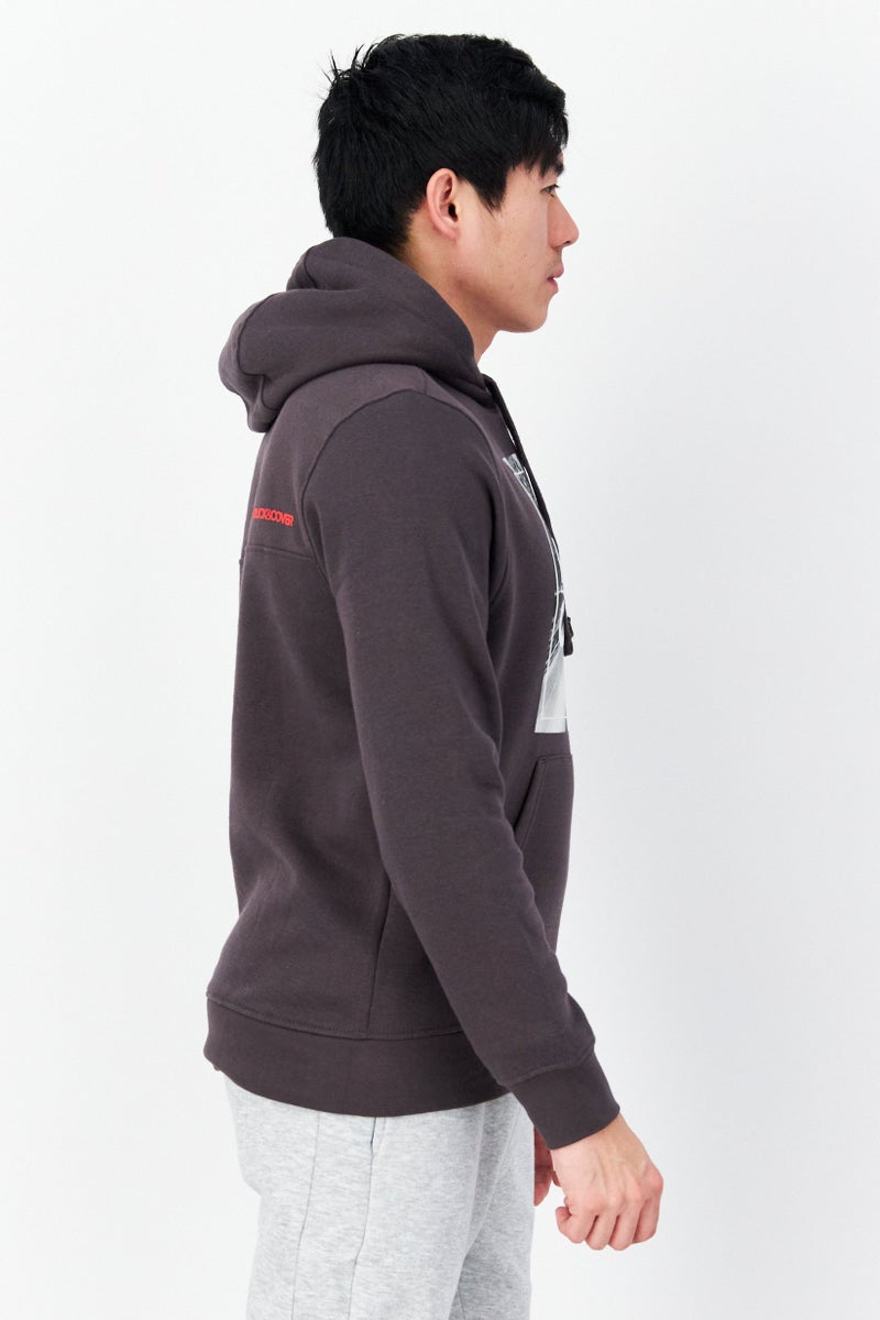 DUCK AND COVER Men Hooded Graphic Print Sweatshirt, Charcaol - Image 3