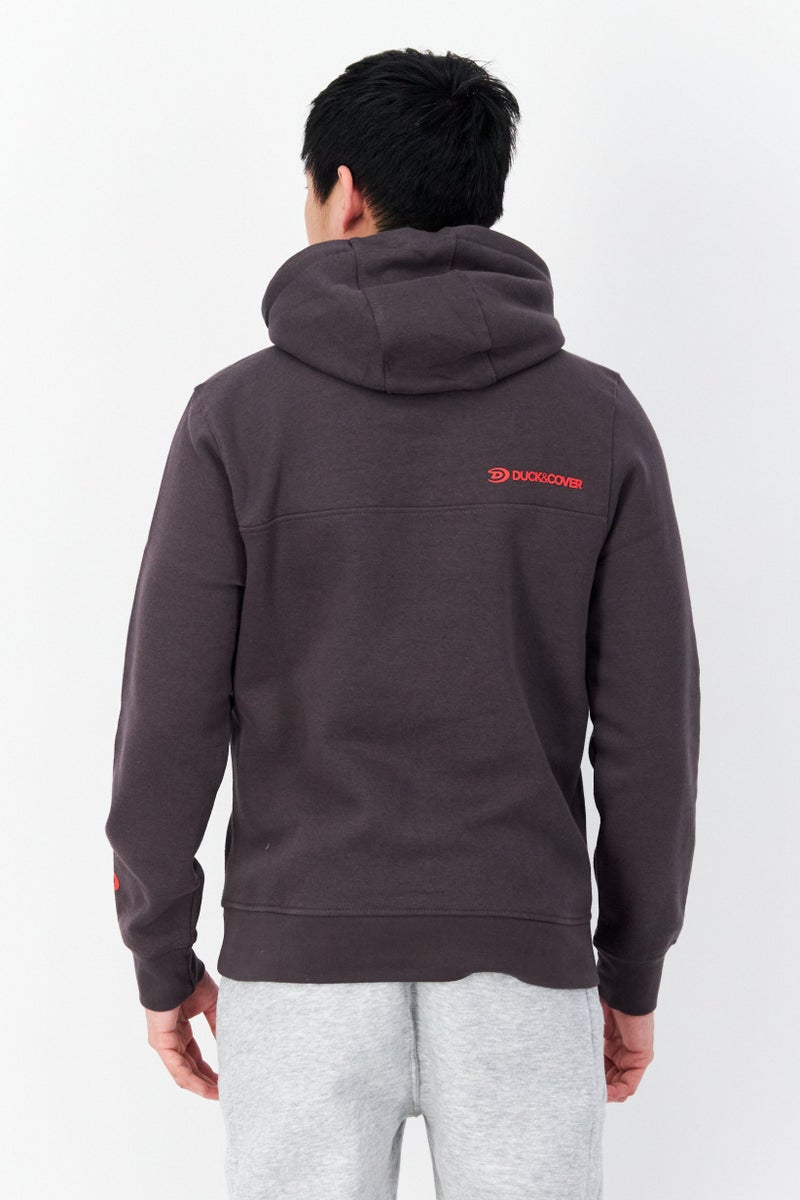 DUCK AND COVER Men Hooded Graphic Print Sweatshirt, Charcaol - Image 2