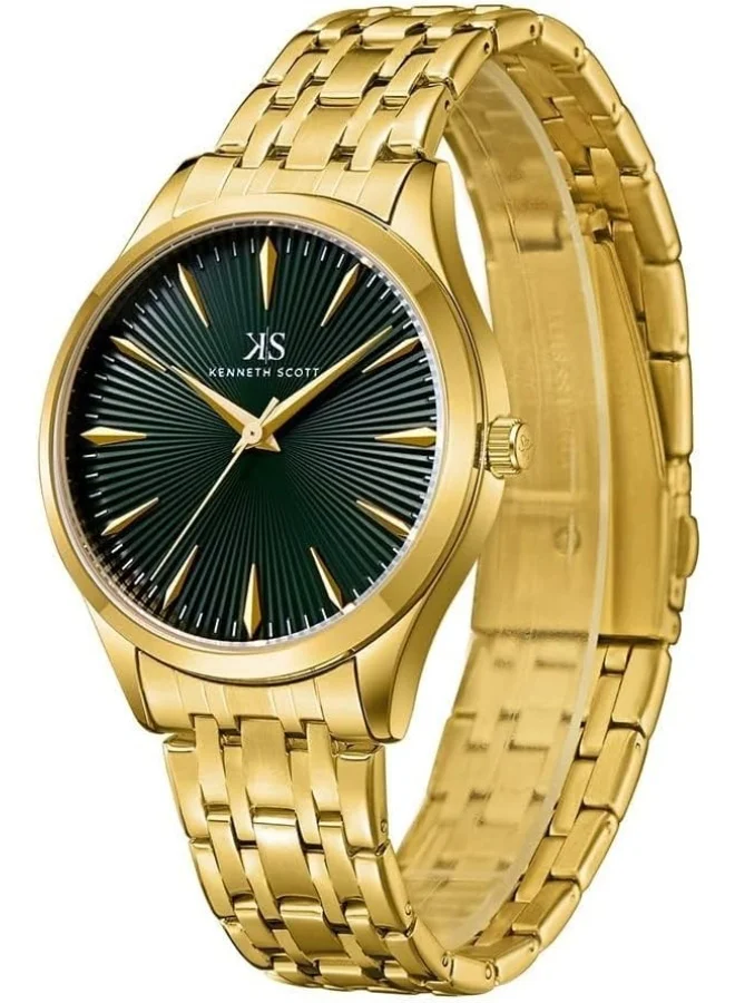 KENNETH SCOTT Men's Green Dial Analog Watch - K22016-GBGH