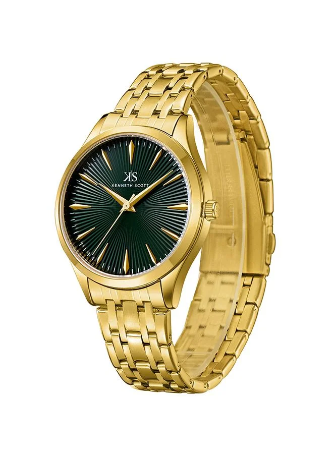 كينيث سكوت Kenneth Scott K22016-GBGH Men's Analog Display Watch & Stainless Steel Strap Gold