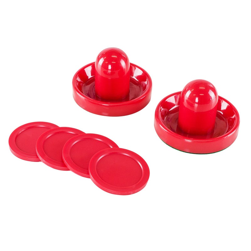Super Z Outlet Super Z Outlet Light Weight Air Hockey Red Replacement Pucks & Slider Pusher Goalies for Game Tables, Equipment, Accessories (2 Striker, 4 Puck Pack)  - Image 1