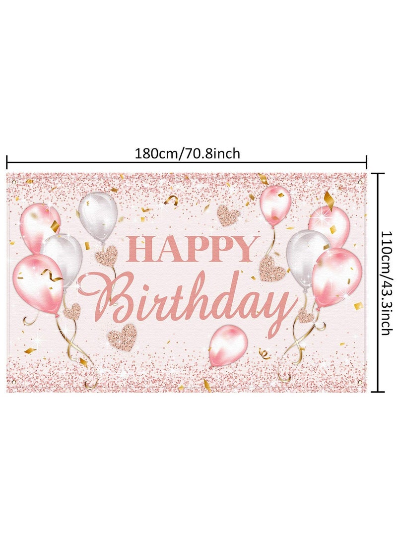 SYOSI - Happy Birthday Banner, 72 X 44 Inch Party Decorations Supplies Birthday Party Backdrop for Women and Girls Boys, Happy Birthday Sign Decorations, Sweet Photography Background Photo Booth - Image 1