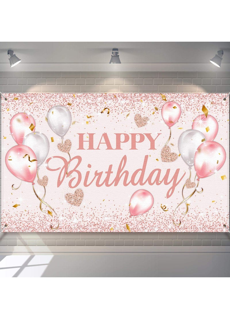 SYOSI - Happy Birthday Banner, 72 X 44 Inch Party Decorations Supplies Birthday Party Backdrop for Women and Girls Boys, Happy Birthday Sign Decorations, Sweet Photography Background Photo Booth - Image 1